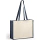 Bolsa de playa ecológica de yute y algodón 39 x 31,5 x 16 cm azul marino