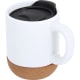 Taza térmica cerámica con tapa y base de corcho (330 ml) blanco
