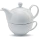 Set de té con taza y tetera 400 ml. blanco