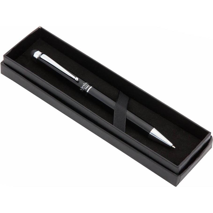 Erofa Duke Tutor Classic - Pluma Estilográfica, Barril Negro Y Perla Blanca En La Parte Superior, Punta Mediana Con Bolsa Para Bolígrafo
