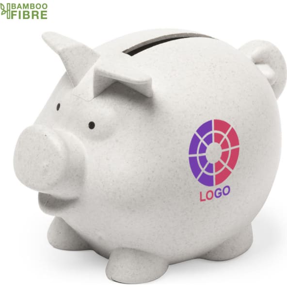 Hucha ecológica con forma de cerdito de fibra de bambú