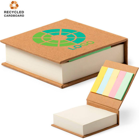 Portanotas adhesivas eco con tapas rígidas de cartón reciclado