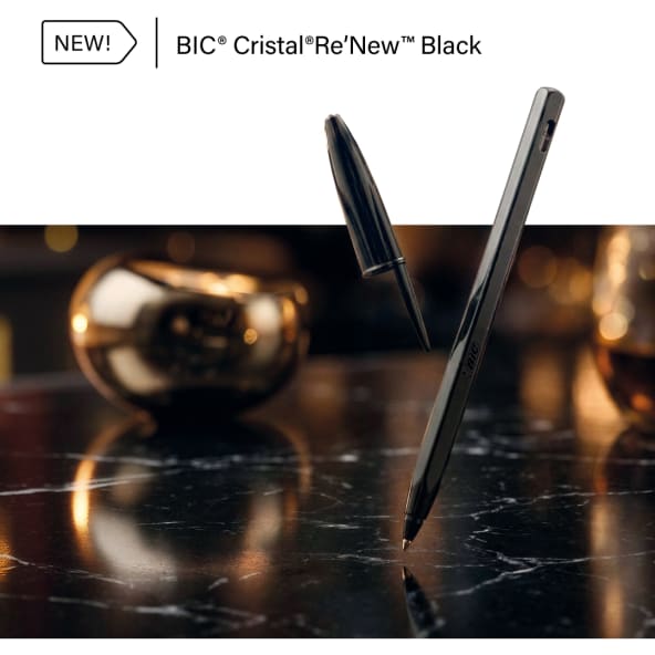 Bolígrafo cristal negro personalizado re'new BIC