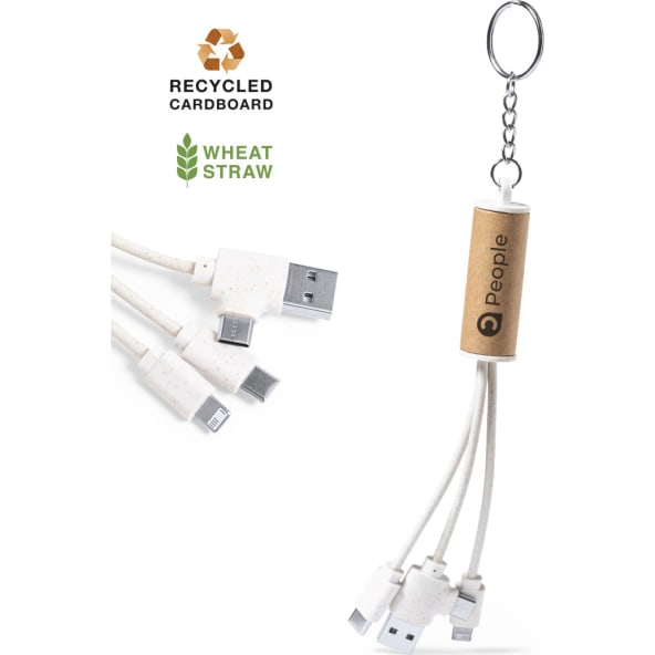 Llavero con cable cargador USB, tipo c y dual micro