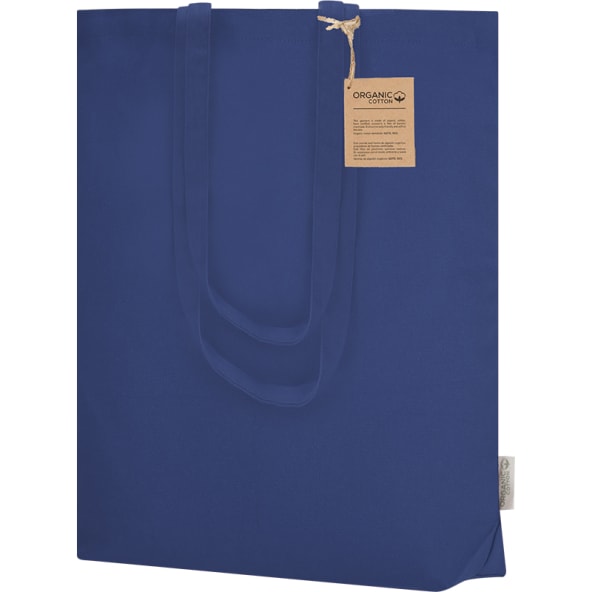 Bolsa algodón orgánico con fuelle y asas largas 270g/m² 38 x 42 x 9 cm