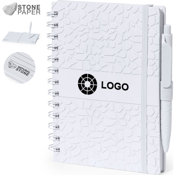 Libreta personalizada eco relieve troquelado con bolígrafo 16 x 18 cm