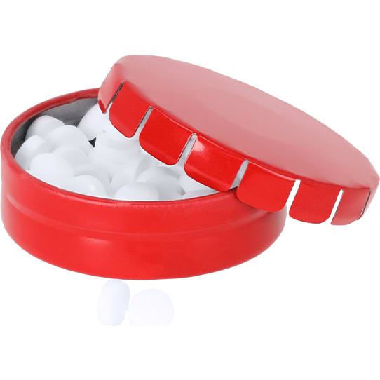 Dispensador personalizado de caramelos de menta en caja metálica