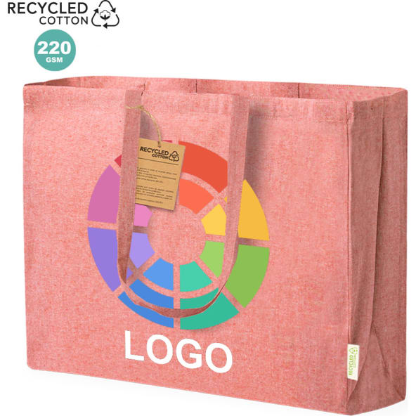 Bolsa personalizada algodón reciclado resistente de colores 220g/m2