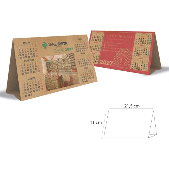Calendario de mesa ecológico 2027 personalizado