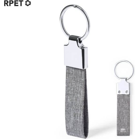 Llavero en poliéster RPET y metal cromado personalizado