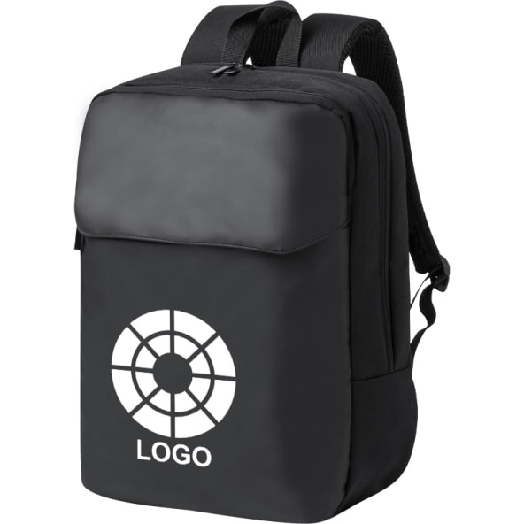 Mochila negra polipiel con bolsillo acolchado portátil 15' y doble cierre