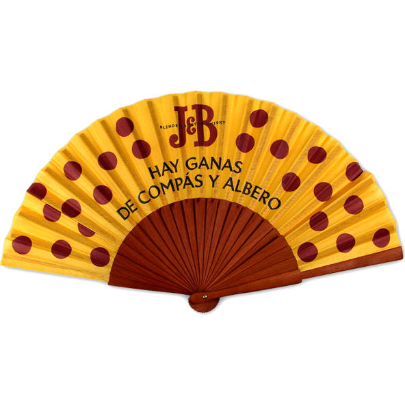 Abanico deluxe personalizado de madera pulida impresión a todo color