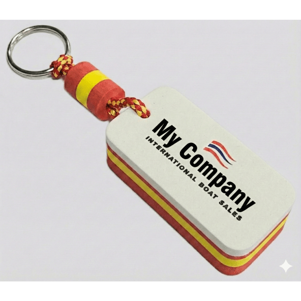 Llavero náutico flotante rectangular en goma EVA personalizado con anillo