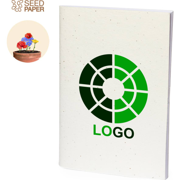 Libreta personalizada de papel con semillas de petunias plantable 14.8 x 21 cm
