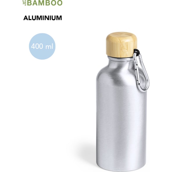 Bidón personalizado de aluminio mate y bambú (400 ml)