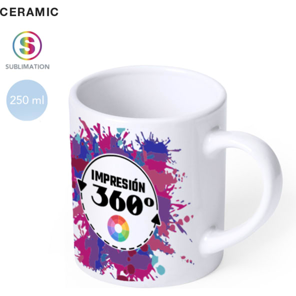 Taza de cerámica impresa a todo color 360º (250 ml)