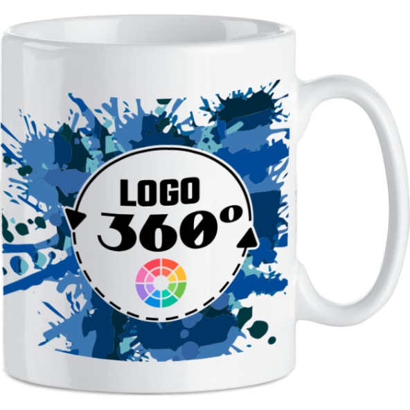 Taza mug blanca impresa a todo color en 360º (300 ml)