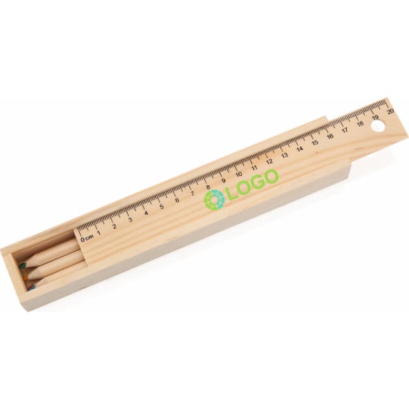 Caja de madera con 6 lápices de colores