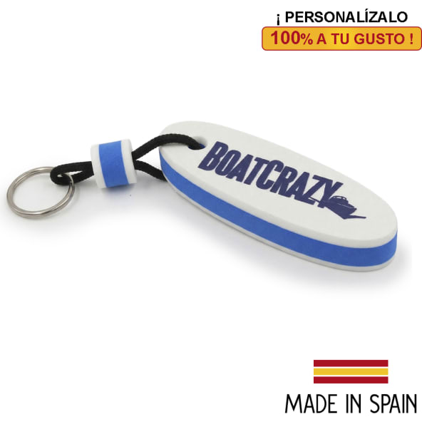 Llavero náutico flotante ovalado en goma EVA personalizado con anillo