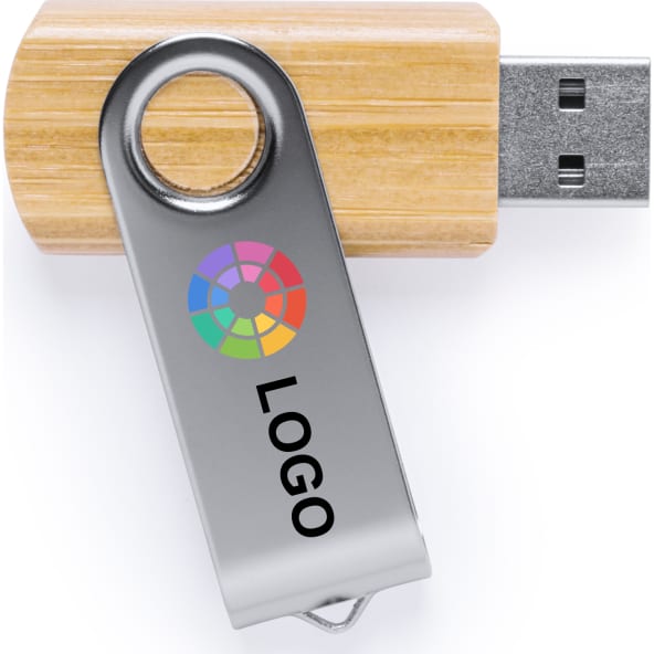 Memoria USB giratoria ecológico en madera de bambú (mín. 100)
