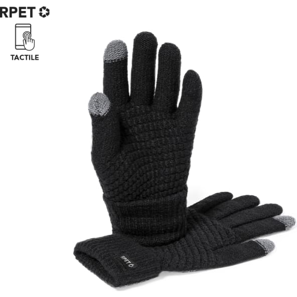 Guantes negros táctil de poliéster RPET cálido y suave Demsey