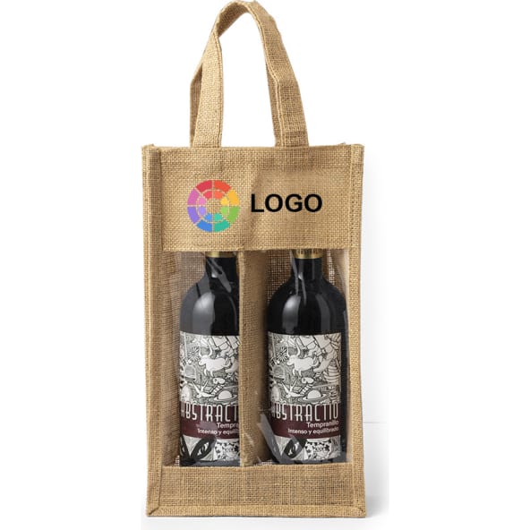 Bolsa ecológica de yute para 2 botellas
