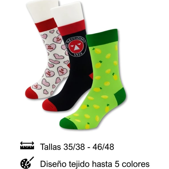 Calcetines personalizados con diseño tejido hasta en 5 colores