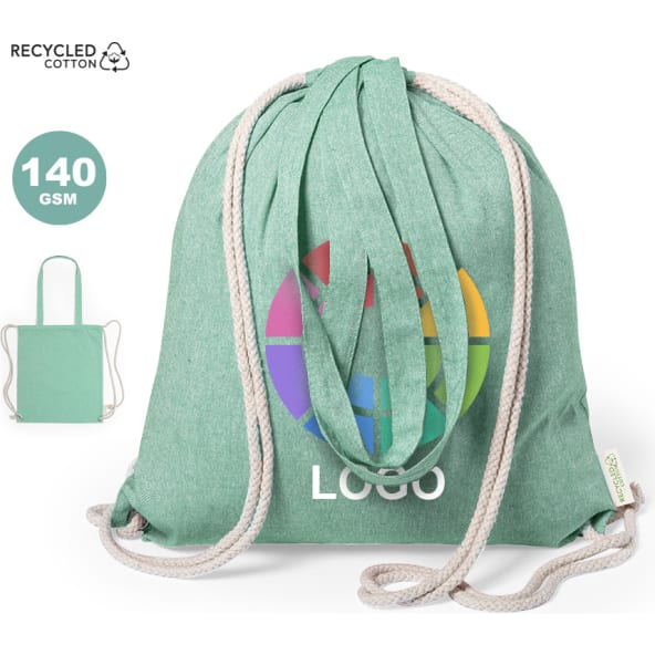 Bolsa mochila con asas de transporte de algodón reciclado 140g/m2