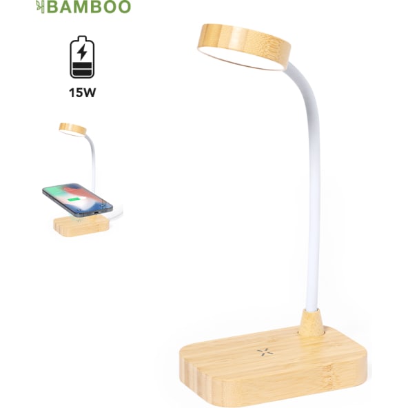 Lámpara cargador publicitario de bambú con luz regulable