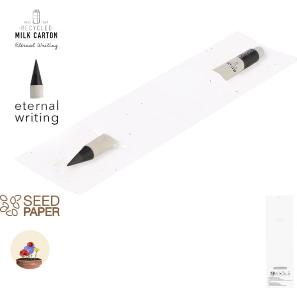 Lápiz infinito plantable y personalizable de cartón eco con semillas de petunia