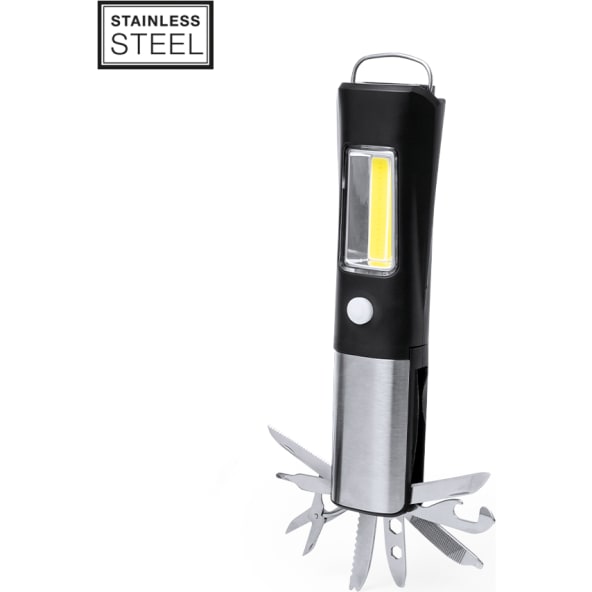 Multiherramienta publicitaria con 19 luces cob y 13 funciones