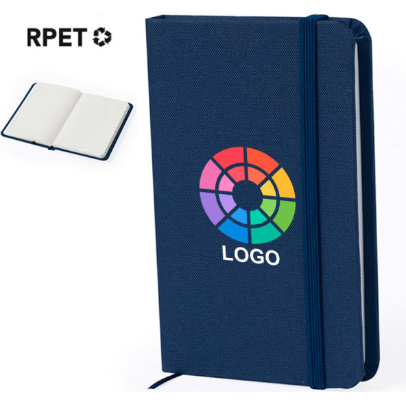 Bloc notas personalizado RPET con tapas rígidas y banda elástica sujeción 9.3 x 14.3 cm