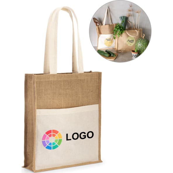 Bolsa yute personalizada de 240 g/m² y algodón de 140 g/m²