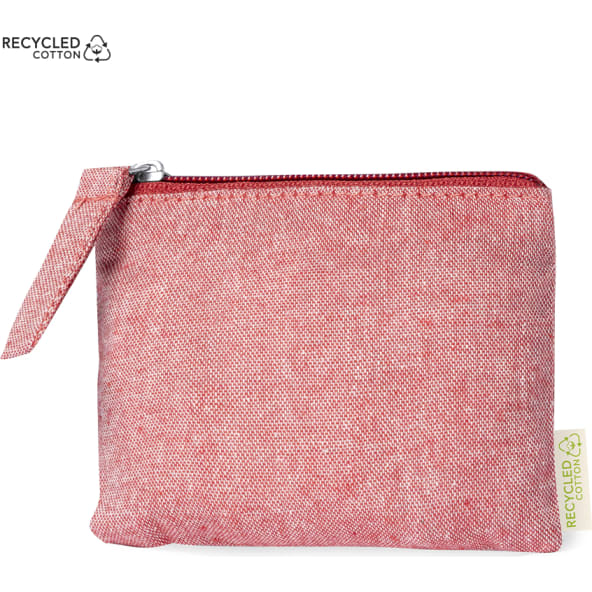 Monedero ecológico personalizado de algodón reciclado con cremallera y tirador