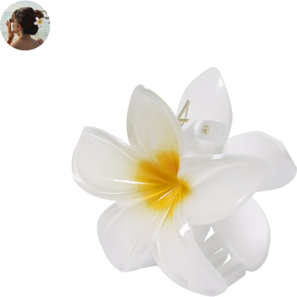 Pinza metálica personalizada con diseño de flor blanca