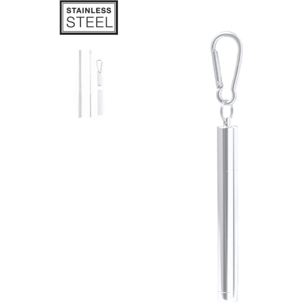Pajita publicitaria acero inox reutilizable extensible con limpiador