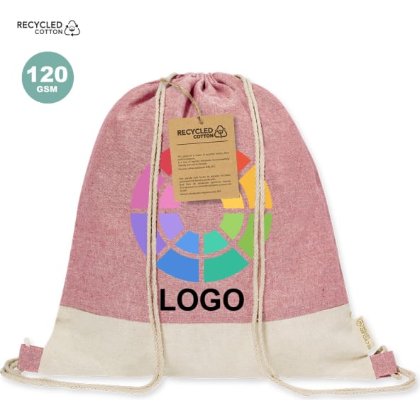 Mochila eco algodón reciclado 120 g/m2 base y cuerdas color natural