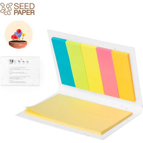 Bloc con notas adhesivas en papel semilla de petunias plantables