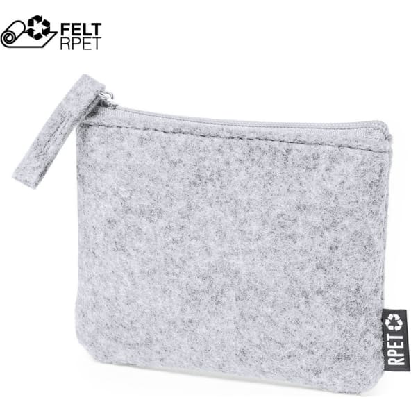 Monedero personalizado de fieltro RPET color gris