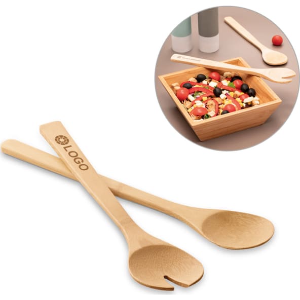 2 tenedores para ensalada en bambu