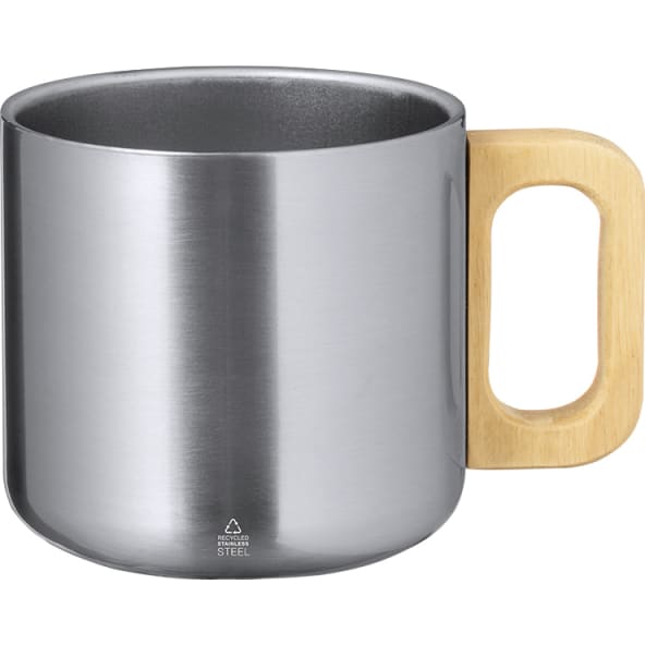 Taza acero inox reciclado de doble pared personalizada a 1 cara (400 ml)