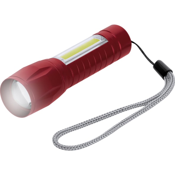 Linterna de aluminio con zoom y 8 LEDs recargable (400 mAh)