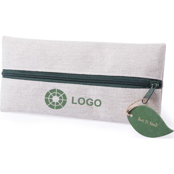 Estuche ecológico personalizado en yute y algodón con cremallera