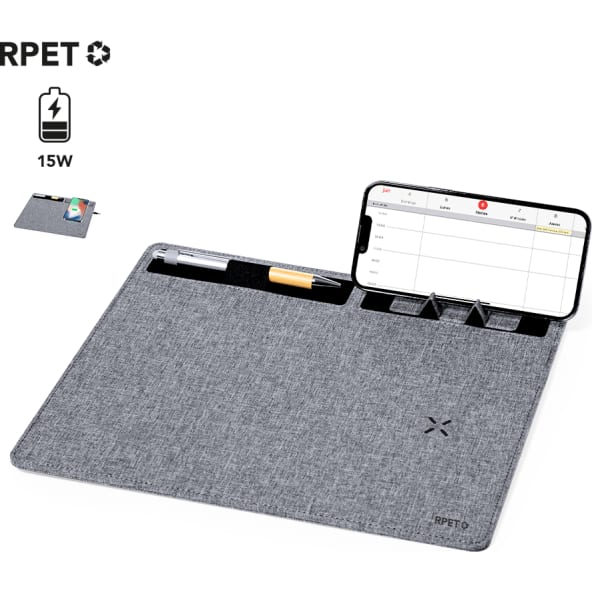 Alfombrilla con cargador inalambrico antideslizante elegante para merchandising