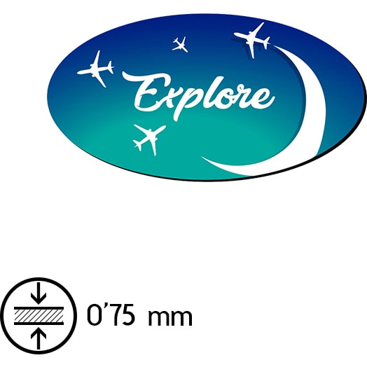 Imán ovalado - imán publicitario de 0,75 mm.