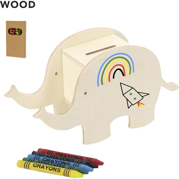 Hucha de madera personalizada con 5 ceras incluidas 