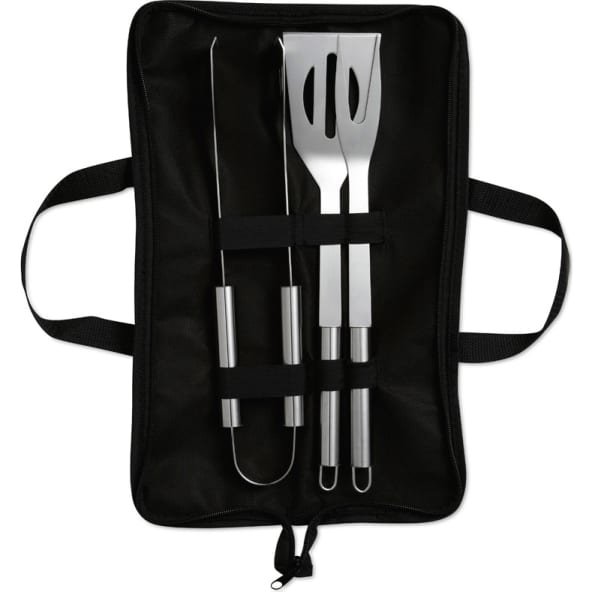 Set de barbacoa con 3 piezas de acero inox.