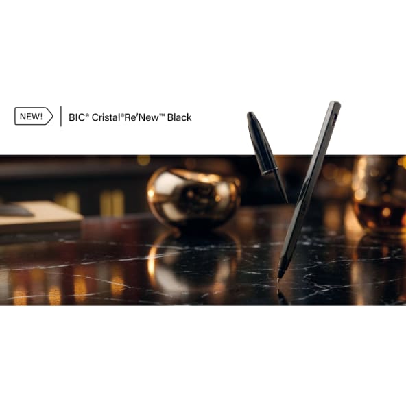 Bolígrafo cristal negro personalizado re'new BIC