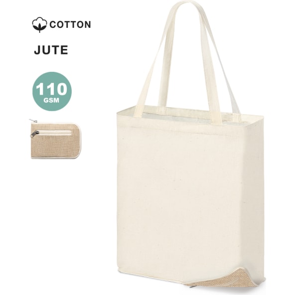 Bolsa plegable publicitaria de yute y algodón 110 g/m2 34,5 x 39 cm