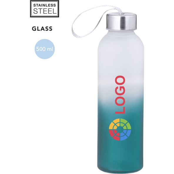 Bidón personalizado de cristal y acero inox degradado (500 ml)